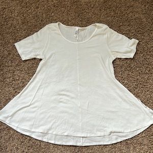 LuLaRoe Tunic White Cotton Fitted Sleeve Size Small